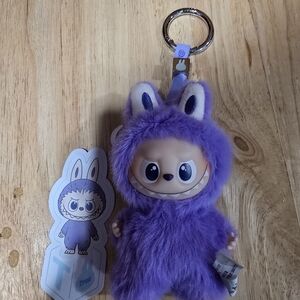 PIN for LOVE letter T Purple Plush Bunny Keychain Toy